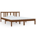 Estrutura de Cama 140x190 cm Madeira Maciça Castanho-mel