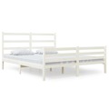 Estrutura de Cama 140x190 cm Pinho Maciço Branco