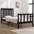 Estrutura Cama de Solteiro 90x190 cm Pinho Maciço Preto