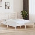 Estrutura de Cama 140x190 cm Madeira de Pinho Maciça Branco