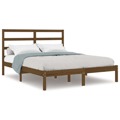 Estrutura de Cama Dupla Pequena 120x190 cm Madeira Castanho Mel