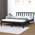 Estrutura de Cama Dupla Pequena 120x190 cm Pinho Maciço Preto