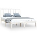 Estrutura de Cama Dupla Pequena 120x190 cm Pinho Maciço Branco