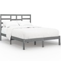 Estrutura de Cama Dupla 135x190 cm Madeira Maciça Cinzento