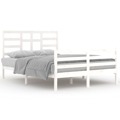 Estrutura de Cama 140x200 cm Madeira Maciça Branco