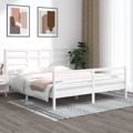 Estrutura de Cama Super King 180x200 cm Madeira Maciça Branco