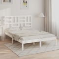 Estrutura de Cama Dupla 135x190 cm Madeira Maciça Branco