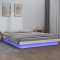 Estrutura de Cama com Luzes Leds 140x200 Madeira Maciça Branco