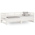 Estrutura Sofá-cama de Puxar Pinho Maciço Branco 2x(90x190) cm