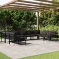 Conjunto Lounge Jardim com Almofadões Alumínio Antracite 9 pcs