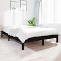 Estrutura de Cama Casal 135x190 cm Pinho Maciço Preto