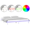 Estrutura de Cama C/ LED Casal 135x190 cm Madeira Maciça Branco