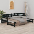 820736 Sofá-cama de Puxar 2x(90x200) cm Pinho Maciço Preto