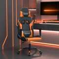 Cadeira Gaming Massagens Couro Artificial Preto e Laranja