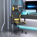 Cadeira de Gaming Giratória Tecido Preto e Amarelo-claro