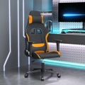 Cadeira de Gaming Giratória Tecido Preto e Amarelo-escuro