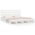 Estrutura de Cama King 150x200 cm Pinho Maciço Branco