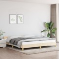 Estrutura de Cama com Cabeceira 200x200 cm Tecido Cor Creme