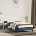 Estrutura de Cama C/ Cabeceira 90x200 cm Veludo Azul-escuro