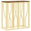 Mesa Consola Aço Inoxidável/madeira Recuperada Maciça Dourado