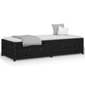 Sofá-cama de Solteiro Pequeno 75x190 cm Pinho Maciço Preto