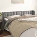 Cabeceira de Cama C/ Abas Veludo 183x23x78/88 cm Cinzento-claro