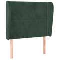 Cabeceira Cama C/ Abas Veludo 93x23x118/128 cm Verde-escuro