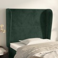 Cabeceira Cama C/ Abas Veludo 93x23x118/128 cm Verde-escuro