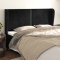 Cabeceira de Cama C/ Abas Veludo 183x23x118/128 cm Preto