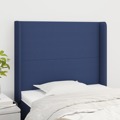 Cabeceira de Cama C/ Abas Tecido 103x16x118/128 cm Azul