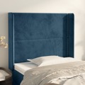 Cabeceira Cama C/ Abas Veludo 103x16x118/128 cm Azul-escuro