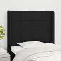 Cabeceira de Cama C/ Abas Tecido 83x16x118/128 cm Preto