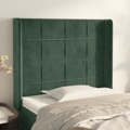 Cabeceira Cama C/ Abas Veludo 103x16x118/128 cm Verde-escuro