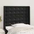 Cabeceira de Cama C/ Abas Couro Artif. 103x16x118/128 cm Preto