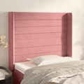 Cabeceira Cama C/ Abas Veludo 103x16x118/128 cm Rosa