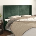 Cabeceira Cama C/ Abas Veludo 163x16x118/128 cm Verde-escuro