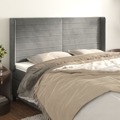 Cabeceira Cama C/ Abas Veludo 183x16x118/128 cm Cinzento-claro