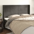 Cabeceira Cama C/ Abas Veludo 183x16x118/128 cm Cinzento-escuro