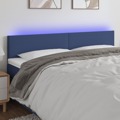 Cabeceira de Cama C/ Luzes LED Tecido 160x5x78/88 cm Azul