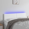 Cabeceira de Cama C/ LED Couro Artificial 144x5x78/88 cm Branco