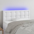 Cabeceira de Cama C/ LED Couro Artificial 100x5x78/88 cm Branco