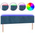 Cabeceira de Cama C/ Luzes LED Veludo 180x5x78/88cm Azul-escuro