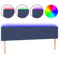 Cabeceira de Cama C/ Luzes LED Tecido 160x5x78/88 cm Azul