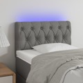 Cabeceira de Cama C/ Luzes LED Tecido 80x7x78/88cm Cinza-escuro