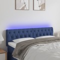 Cabeceira de Cama C/ Luzes LED Tecido 144x7x78/88 cm Azul