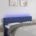 Cabeceira de Cama C/ Luzes LED Tecido 160x7x78/88 cm Azul