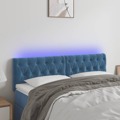 Cabeceira de Cama C/ Luzes LED Veludo 144x7x78/88cm Azul-escuro