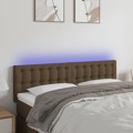 Cabeceira de Cama C/ Luzes LED Tecido 144x5x78/88 cm Castanho