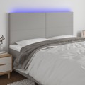 Cabeceira Cama C/ Luzes LED Tecido 180x5x118/128cm Cinza-claro