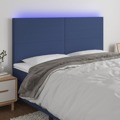 Cabeceira de Cama C/ Luzes LED Tecido 180x5x118/128 cm Azul